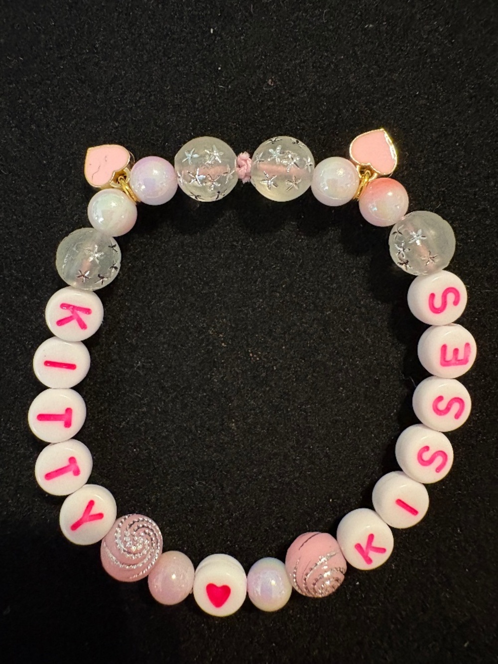 Handmade “Kitty Kisses” Stretch Bracelet – Pink Cat Lover Bracelet